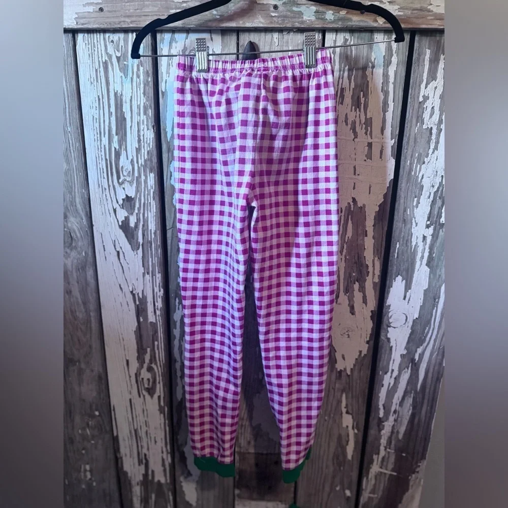 Cecil & Lou Boys Christmas Pajamas “F” Size 10 Red Gingham with Green Trim